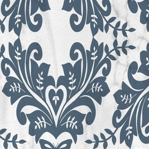 Damask with Butterflies in Blue Grays