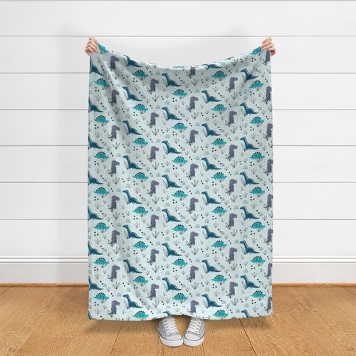 Dinosaur theme baby boy nursery on blue / medium