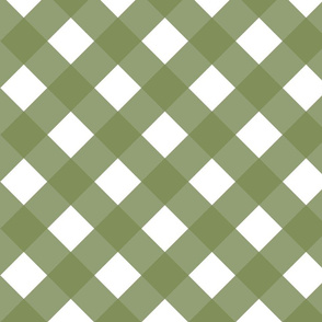 Olive Green And White Gingham