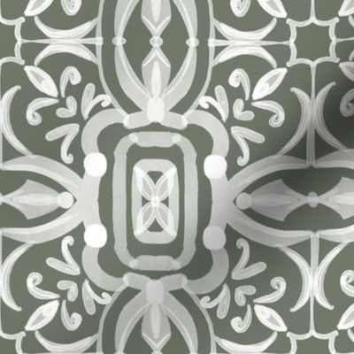 Moroccan Tiles In Green (Green Background)