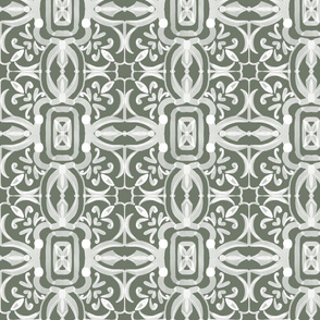 Moroccan Tiles In Green (Green Background)