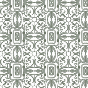 Moroccan Tiles In Green (White Background)