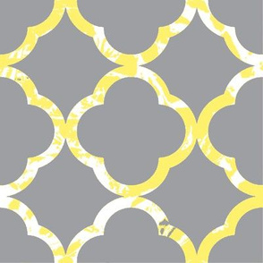 Yellow and Gray - Quatrefoil Vibes