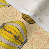 Chinese Lanterns in Yellow, grey and rust