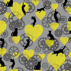steampunk cats and yellow hearths