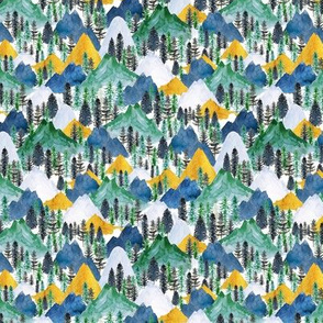 The Mountains Call in Indigo, Forest Green and Gold - SSmall