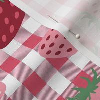 Medium Strawberry Picnic on Pink Gingham Checker