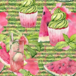 yummy watercolor dessert 3 small stripes  FLWRHT