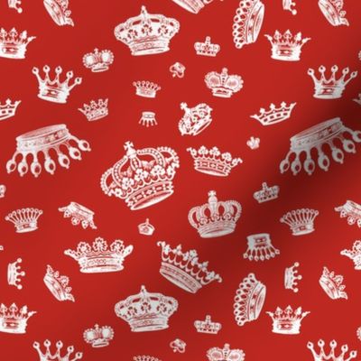Royal Crowns: White on Poppy Red