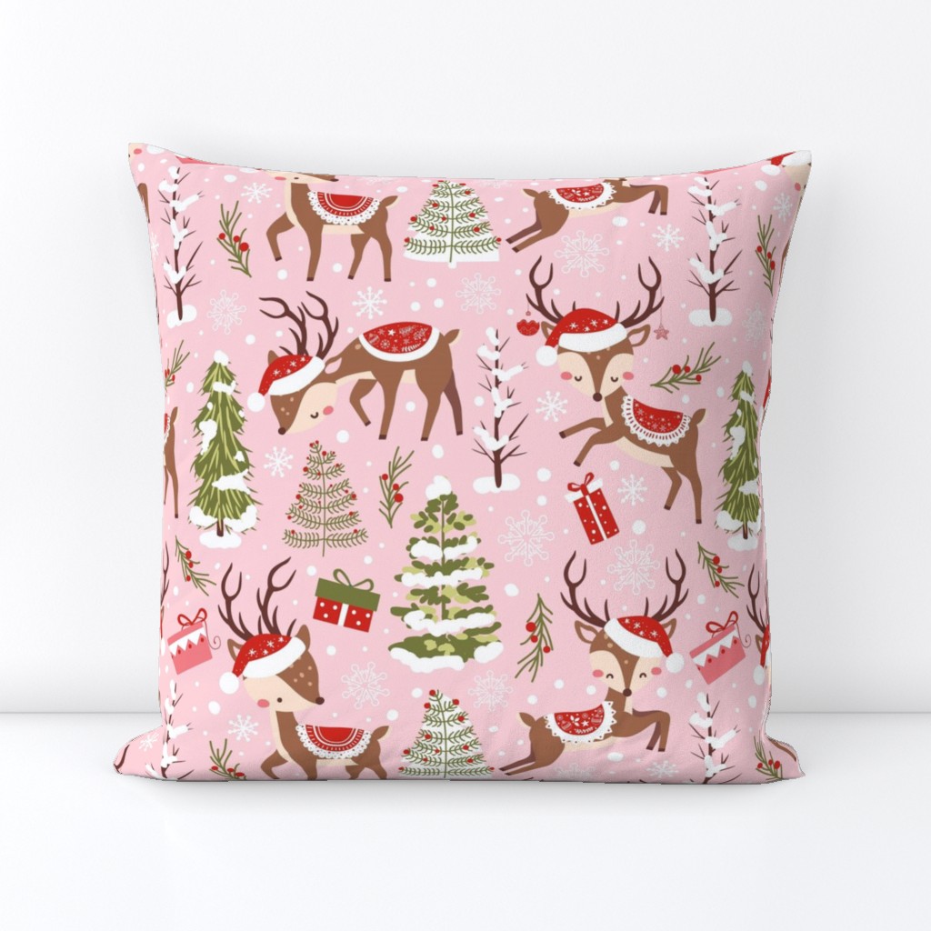 Bigger  Fancy Reindeer Ladies on Pink