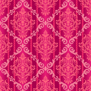 Red Damask Pattern Floral Lace
