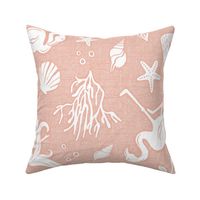 Beachy Keen - Mermaid Flamingo Nautical - Textured Blush Pink Jumbo Scale 