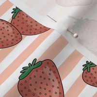 Strawberries and stripes summer fruit garden with blush orange strokes and vintage red