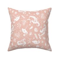 Beachy Keen - Mermaid Flamingo Nautical - Textured Blush Pink Regular Scale 