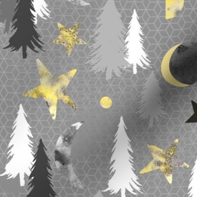 Lunar Forest - yellow & gray