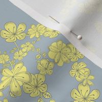 Flowers Yellow on Gray Design 