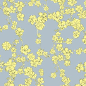 Flowers Yellow on Gray Design 
