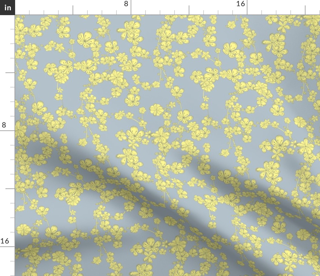 Flowers Yellow on Gray Design 