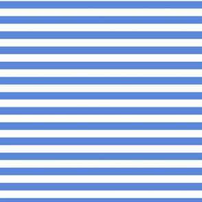 Cornflower Blue Bengal Stripe Pattern Horizontal in White