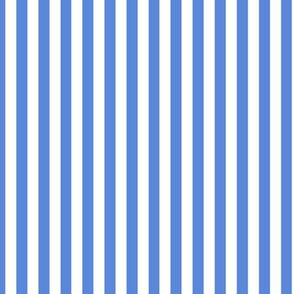 Cornflower Blue Bengal Stripe Pattern Vertical in White