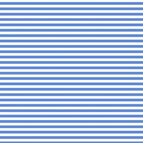 Small Cornflower Blue Bengal Stripe Pattern Horizontal in White