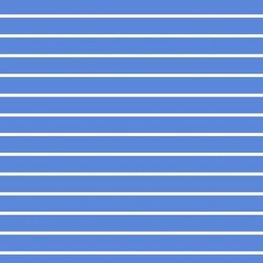 Cornflower Blue Pin Stripe Pattern Horizontal in White