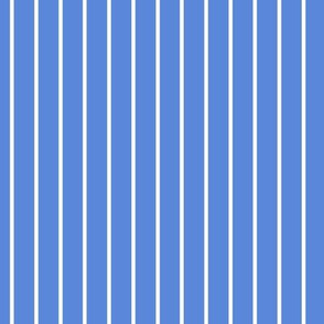 Cornflower Blue Pin Stripe Pattern Vertical in White