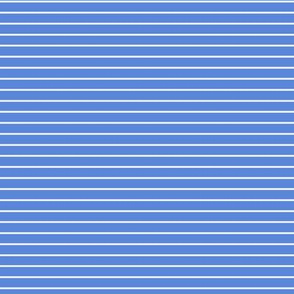 Small Cornflower Blue Pin Stripe Pattern Horizontal in White