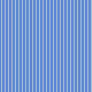 Small Cornflower Blue Pin Stripe Pattern Vertical in White
