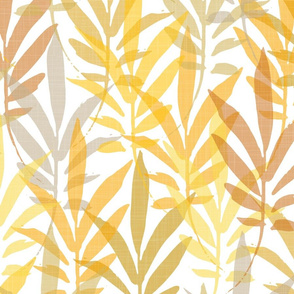 foliage - hand-drawn tropical leaves - shades of yellow