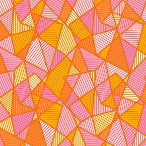 striped polygons - tangerine & pink