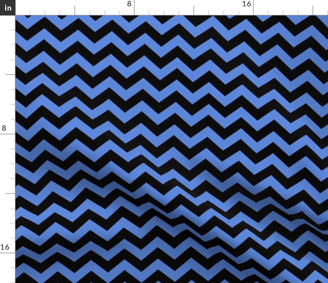 Chevron Pattern - Cornflower Blue and Black