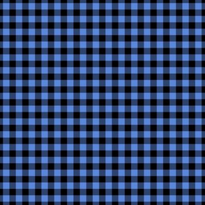 Small Gingham Pattern - Cornflower Blue and Black