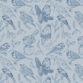 Gray Blue Bird Line Design