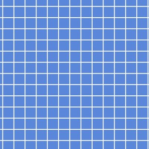 Grid Pattern - Cornflower Blue and White