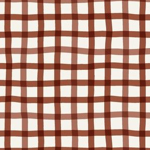 cabincore warped Gingham in Rust Red brown
