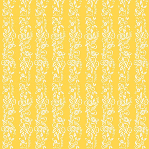 bright yellow playful  flowers cottage style stripe TerriConradDesigns