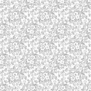 doodle flowers black and white  playful TerriConradDesigns