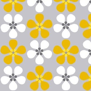 Zen Flowers mustard yellow & gray
