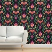 Damask Beetles Warm Tones {Wallpaper Size}