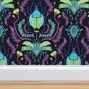 Damask Beetles Cool Tones {Wallpaper Size}