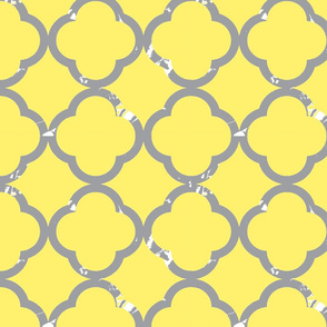 Yellow and Gray Quatrefoil 