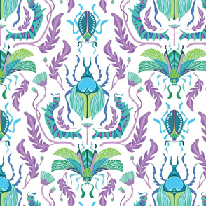 Damask Beetles Light Cool {Wallpaper Size}