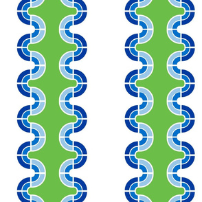 Wavy Stripes in Green/Blue