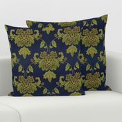 hops damask blue