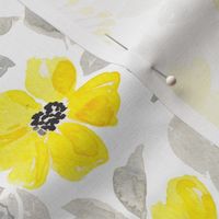 Yellow and gray watercolor flowers