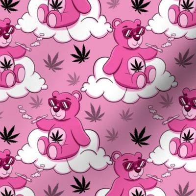 Cute cannabis bear pink