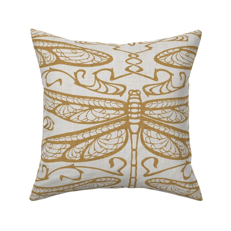 dragonfly damask (large, gold)