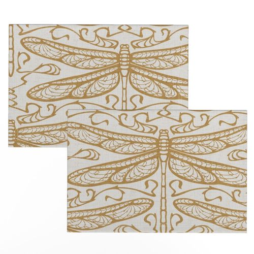 dragonfly damask (large, gold)