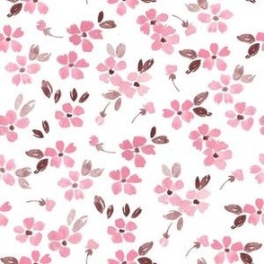 tiny watercolor flowers pink and brown